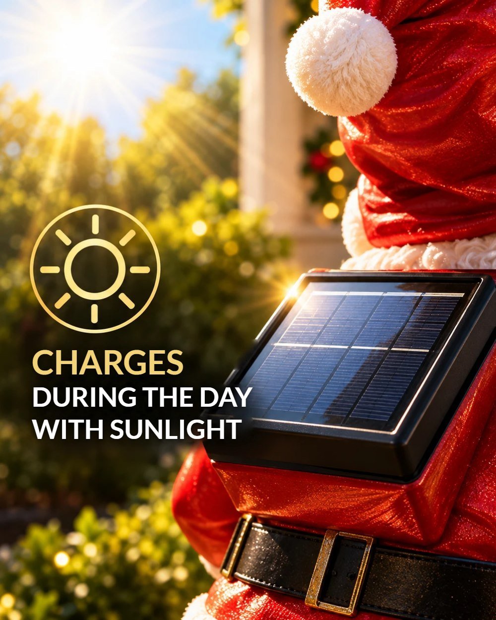 Solar panel on Santa's back